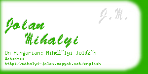 jolan mihalyi business card